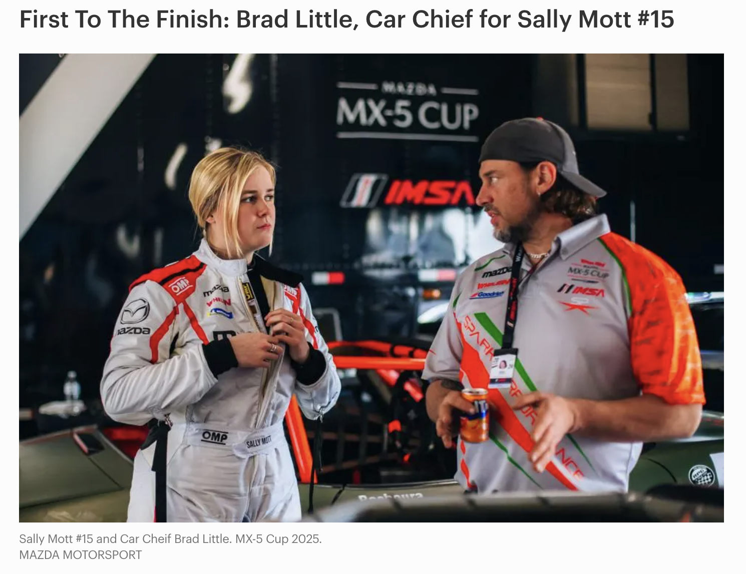 Sally Mott Racing Mazda MX-5 Cup Driver First to the Finish Amazon